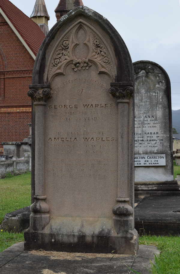 Gravestone for George Waples and his wife Amelia