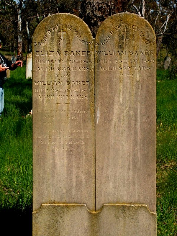 Memorial for William Baker and Eliza Connors